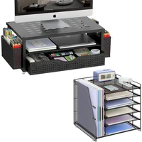 Soporte Para Monitor Gianotter Con Organizador De Papel De Seis Niveles Color Negro