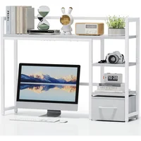Estante De Escritorio Con Cajón Para Monitor Y Almacenamiento En Oficina