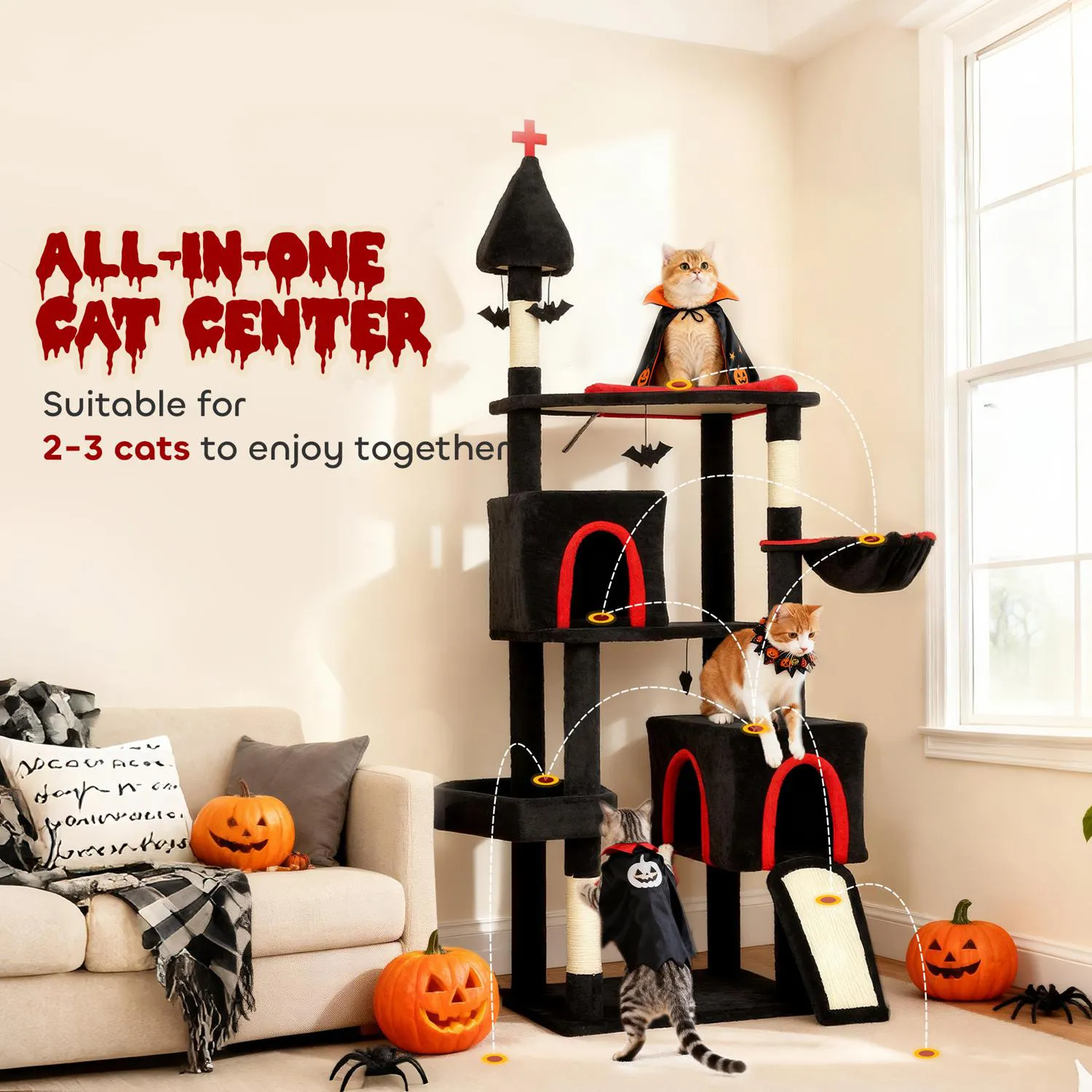 Gimnasio de gato con flores modelo fc100 decoración para hogar 3