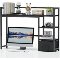 Estante De Escritorio Con Cajón De Madera Para Monitor Y Organización De Oficina