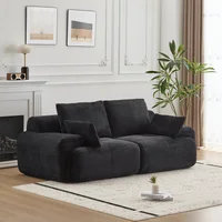 Sofá Modular de Pana con Espuma Viscoelástica y Diseño Extra Profundo Negro