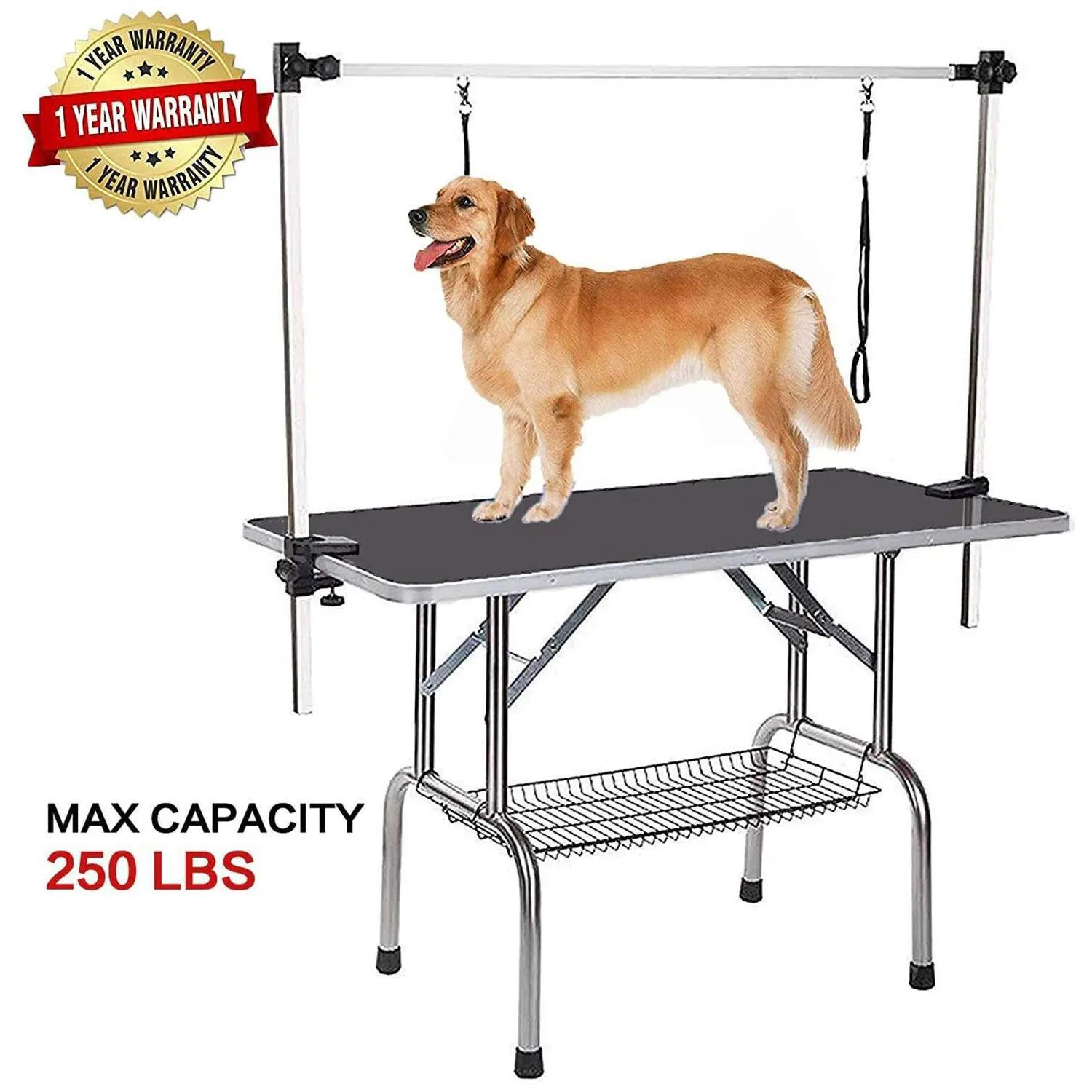 Mesa de Peluquería Canina Profesional Grande Ajustable Portátil con Brazo y Bandeja 8