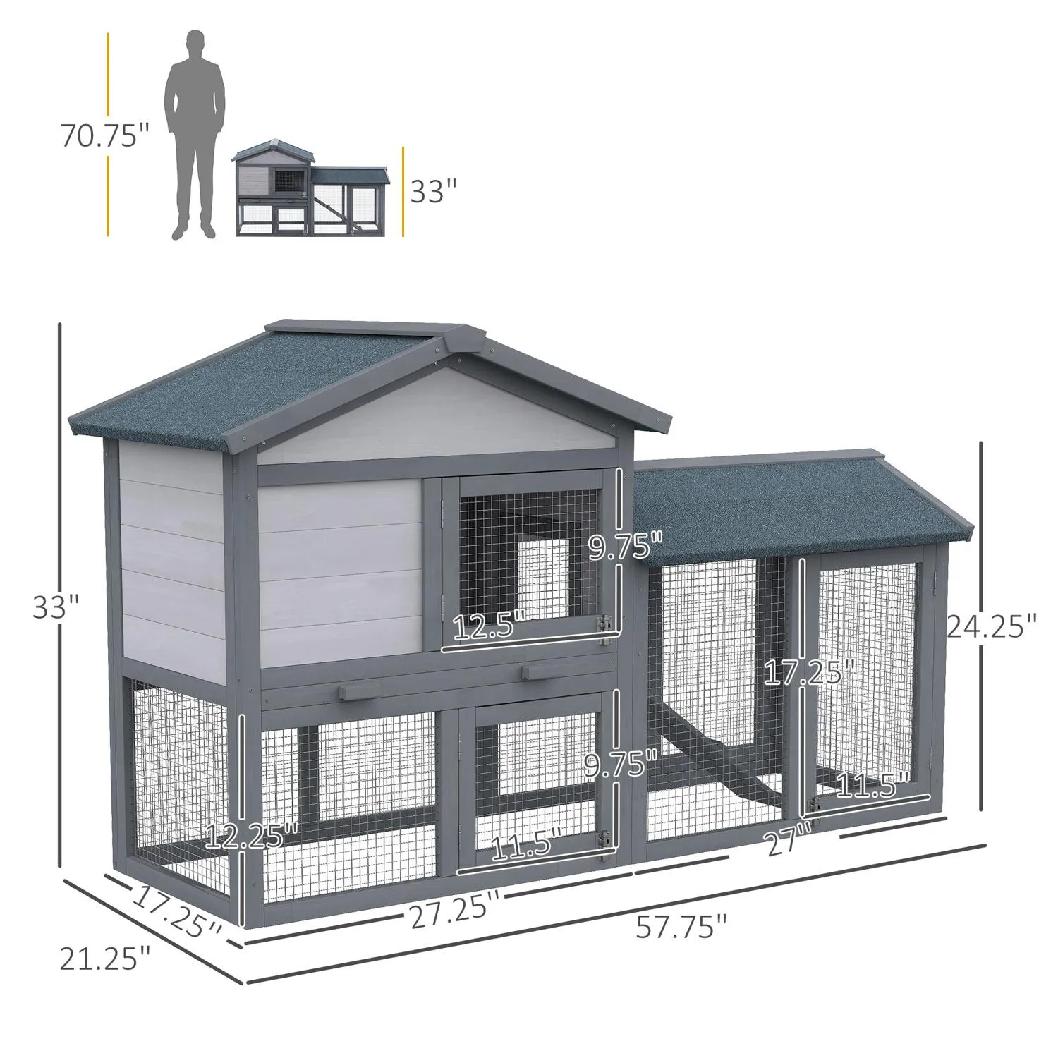 Jaula de Conejo Exterior Casa para Conejos Modelo RC-123 en Color y Medidas Variadas 4