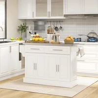 Gabinete de Almacenamiento de Cocina con Isla Móvil y Superficie Resistente