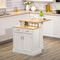 Gabinete Isla de Cocina con Barra y Amplio Espacio de Almacenamiento