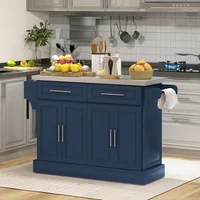 Gabinete de Almacenamiento de Cocina con Ruedas y Cubierta de Acero