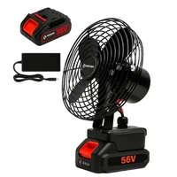 52 Bits Ventilador de Alta Potencia Recargable Doble Batería Negro