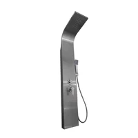 Torre Columna de Ducha Gun Metal Moder Con Regadera Leed. Chorros y Set Teleducha. Con Indicador de Temperatura