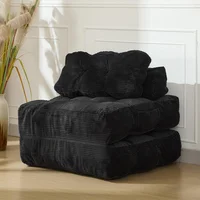 Sofá Cama Plegable Individual Con Pana Suave Almohada Y Bolsillo Lateral