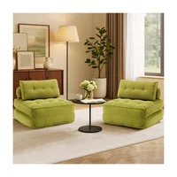Sofá Cama Plegable Verde Para Sala De Estar Con Almohada Y Soporte De Espalda