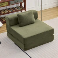 Sofá Cama Individual Plegable Con Almohada De Tela Corduroy Para Sala O Dormitorio