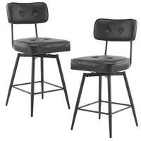 Sillas de Bar Giratorios en PU Negro con Respaldo Desmontable