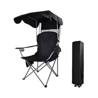 Silla de Camping Reclinable con Toldo Ajustable y Bolsa de Transporte Negra