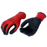 Guante En Poliester Rojo Recubierto En Latex Negro Corrugado - Talla 9 Pq 12