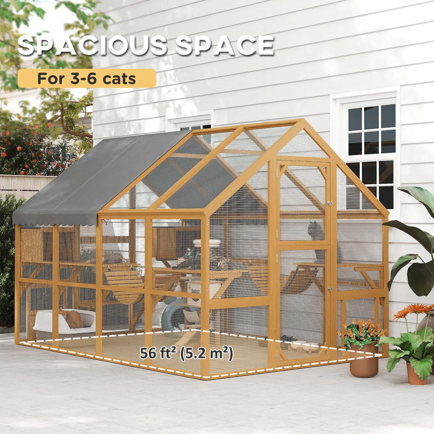 Gimnasio para Gatos Happy Paws 3 Niveles Modelo 2023 Color Gris Medidas 60x60x150 cm 7