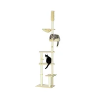 Gimnasio para Gatos Ajustable de Techo con Múltiples Plataformas y Felpa Suave