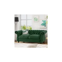 Sofá Chesterfield Tapizado Con Botones Y Brazos Enrollados Beige