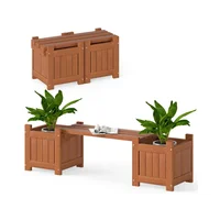 Jardinera con Banco de Madera para Exterior con Acabado Impermeable