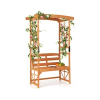 Banco de Jardín Multifuncional con Arco de Madera Resistente