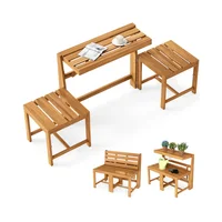 Mueble de Exterior Convertible 3 en 1 de Madera de Acacia para Patio