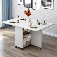 Mesa Plegable de Comedor con Ruedas y Almacenamiento para Espacios Pequeños