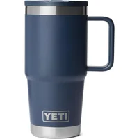 Taza de Viaje de Acero Inoxidable Azul Marino con Tapa y Popote