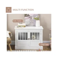 Jaula Decorativa para Perros Pequeños con Puertas Francesas Blanca