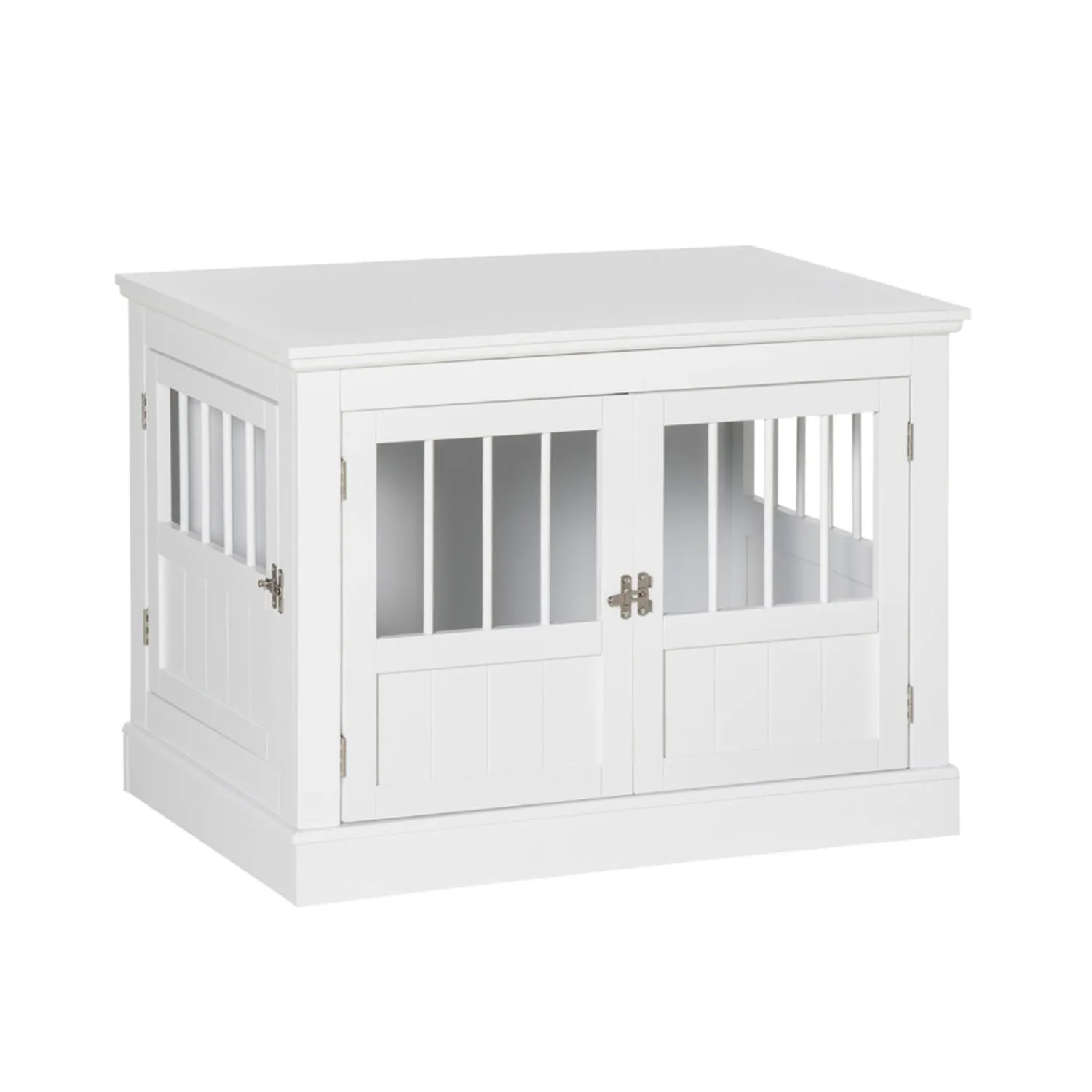 Jaula Decorativa para Perros Pequeños con Puertas Francesas Blanca 3