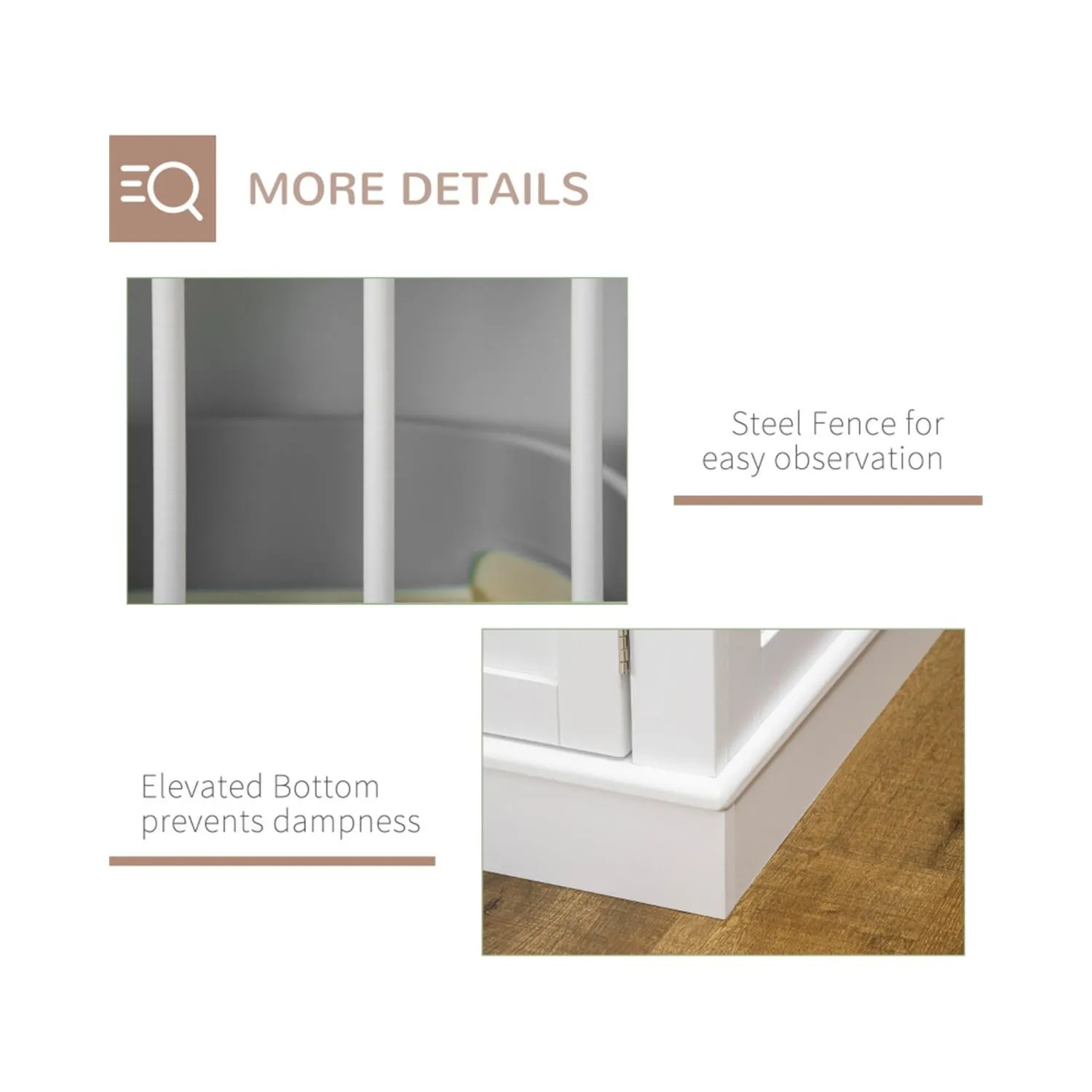 Jaula Decorativa para Perros Pequeños con Puertas Francesas Blanca 4