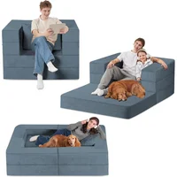 Puf Convertible 3 en 1 de Piel Sintética con Almohada para Espacios Modernos
