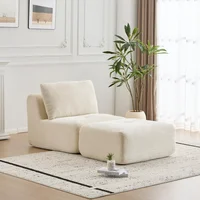 Sofá Modular Tipo Nube de Pana con Espuma Viscoelástica y Chaise Individual