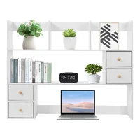 Soporte de Escritorio con Gabinete Superior Extensible y Múltiples Compartimentos