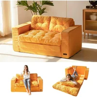 Sofá Cama Plegable Biplaza Convertible 2 en 1 con Almohadas