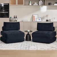 Sofá Cama Plegable Convertible Doble de Espuma para Sala en Color Negro