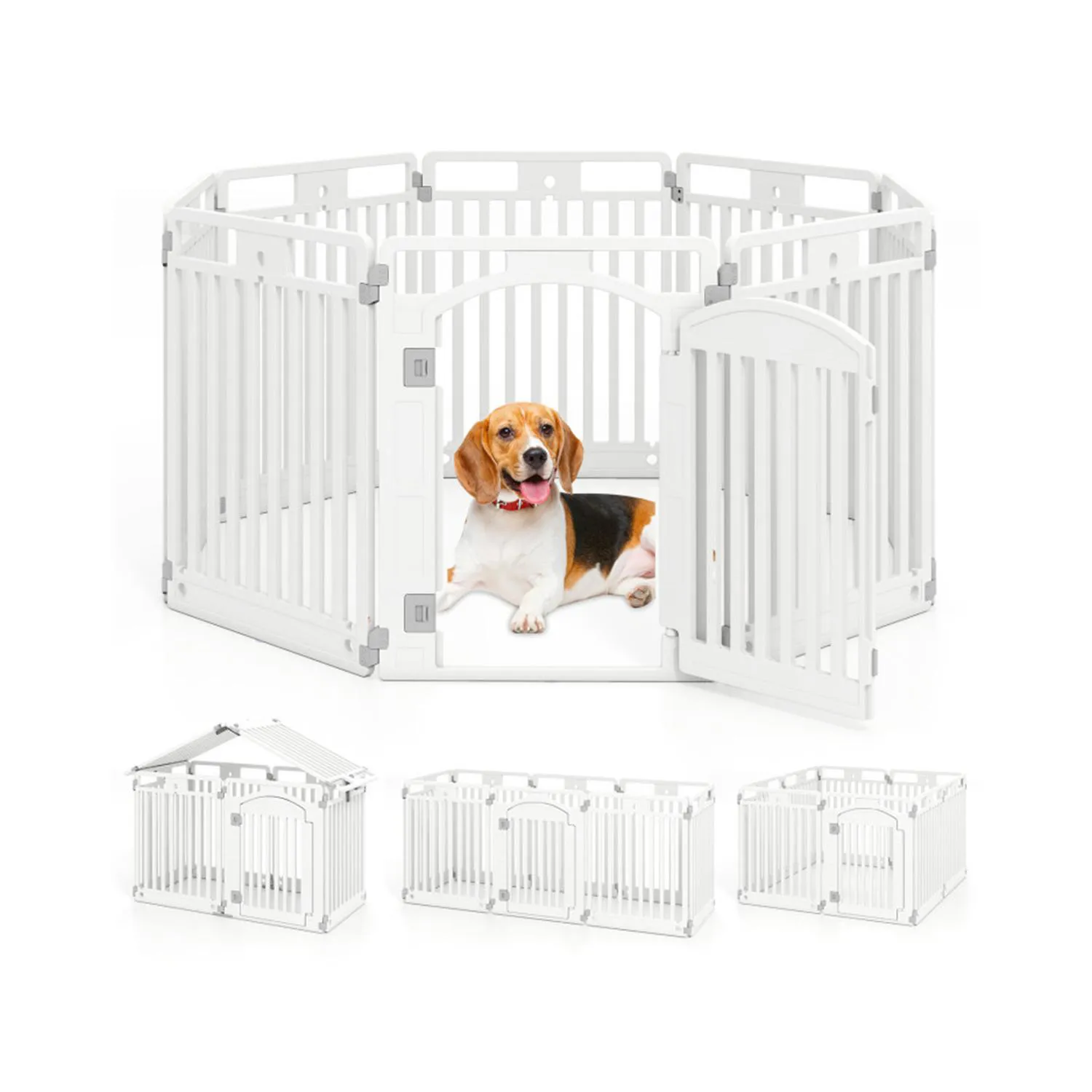 Valla para Mascotas de HDPE con 8 Paneles y Puerta con Cerradura