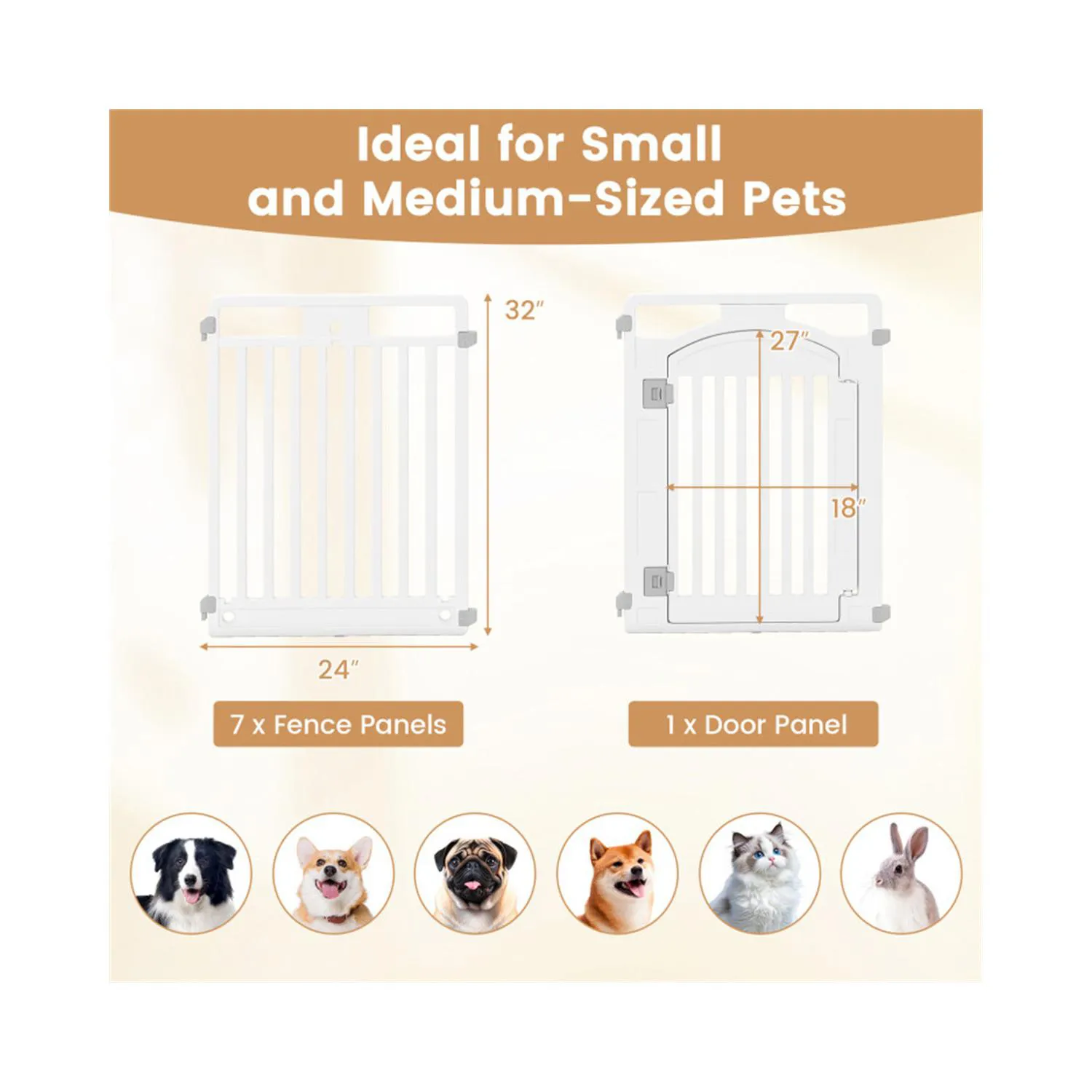 Valla para Mascotas de HDPE con 8 Paneles y Puerta con Cerradura 3
