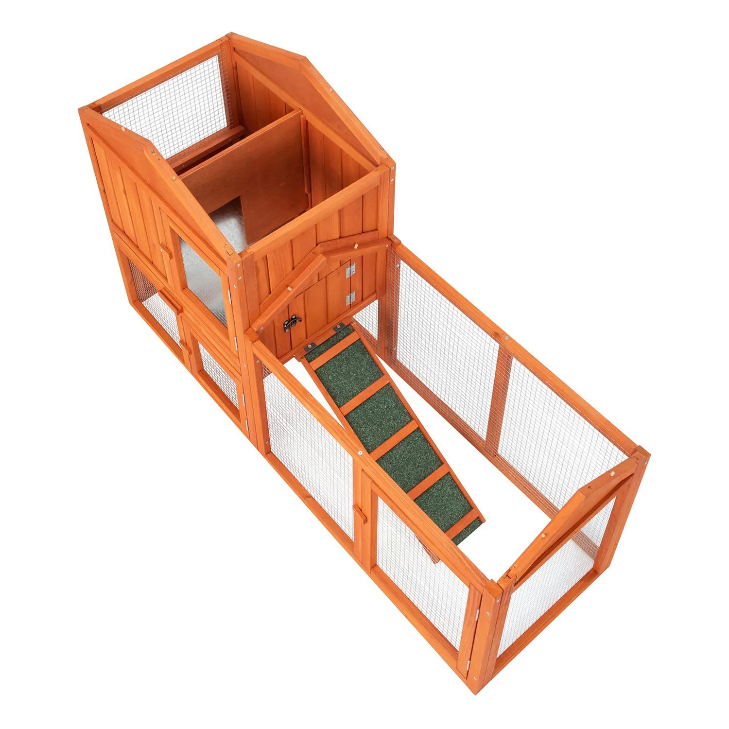 Gallinero de Madera para Aves y Conejos con Área Protegida 7