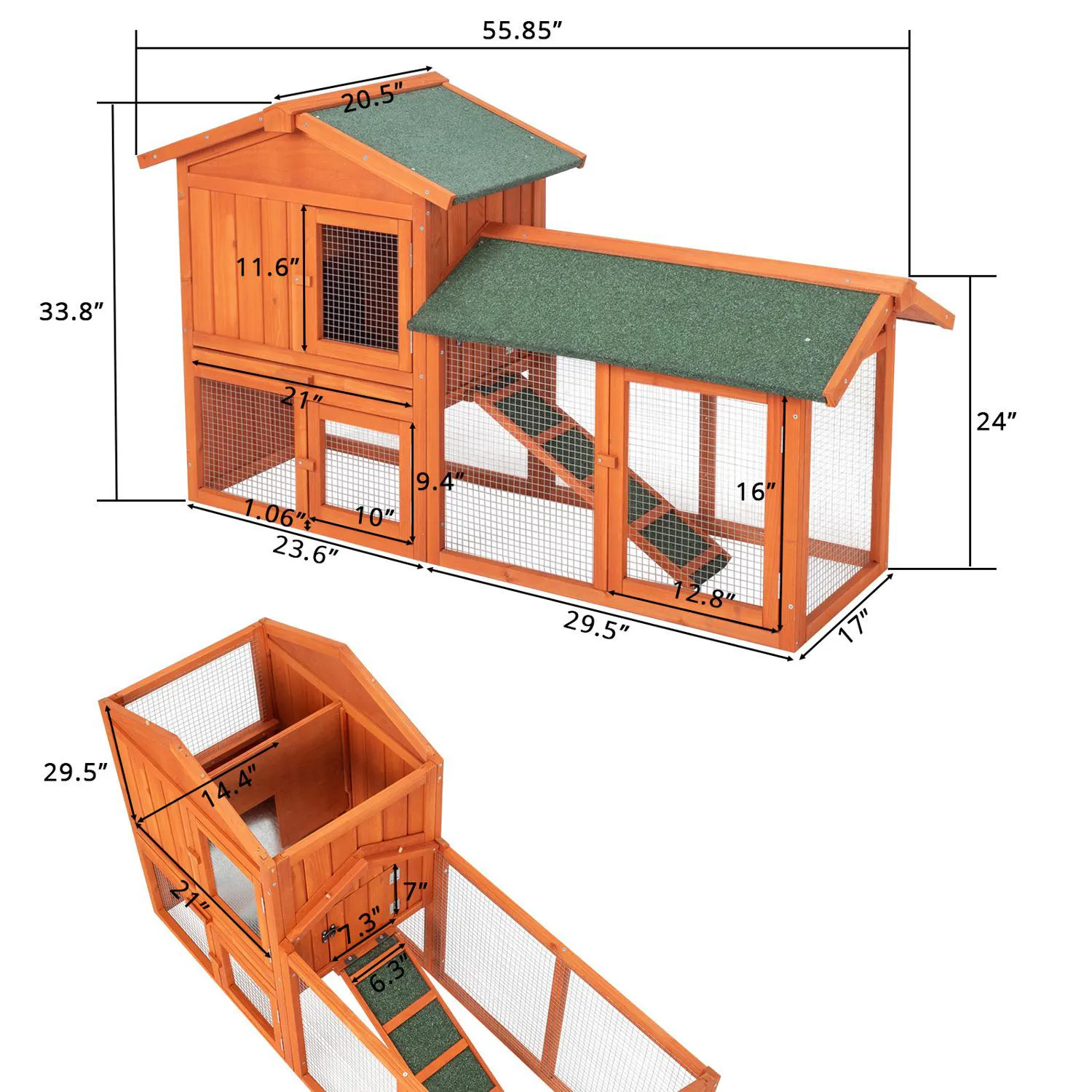 Gallinero de Madera para Aves y Conejos con Área Protegida 9