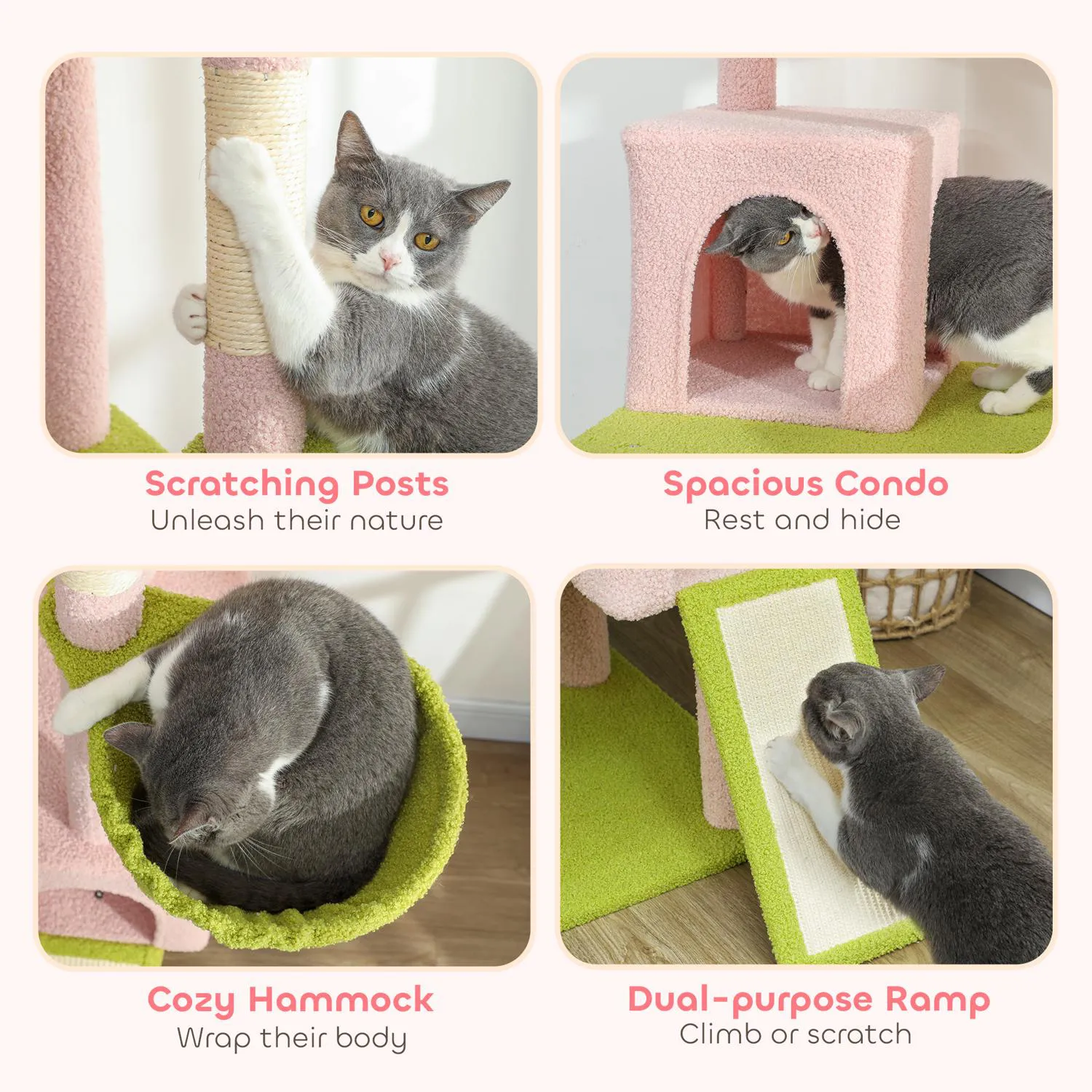Gimnasio para gatos decorativo con flores y diseño compacto de interior 3