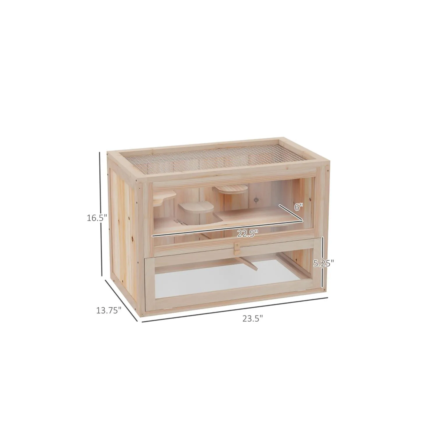 Jaula de Madera para Hámster con Plataformas y Ventilación Superior