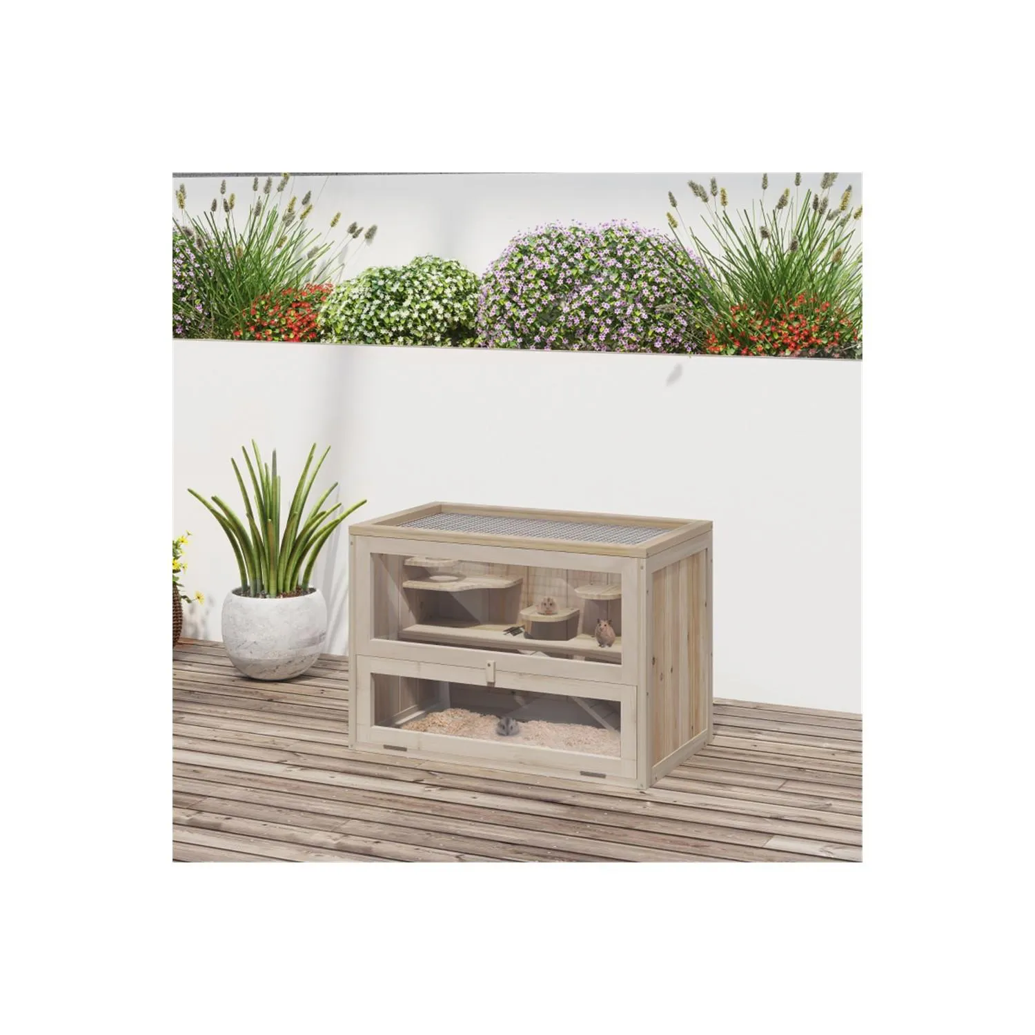 Jaula de Madera para Hámster con Plataformas y Ventilación Superior 4