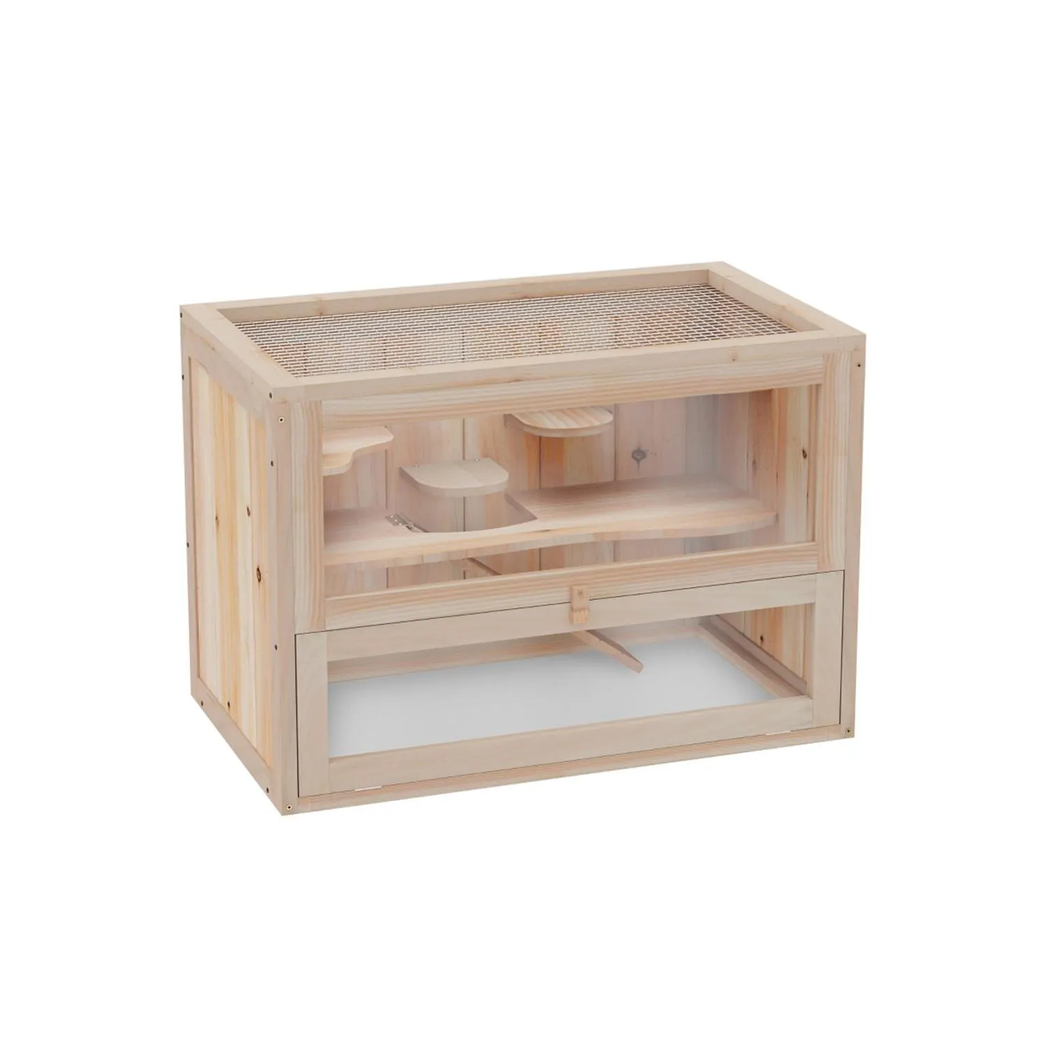 Jaula de Madera para Hámster con Plataformas y Ventilación Superior 5