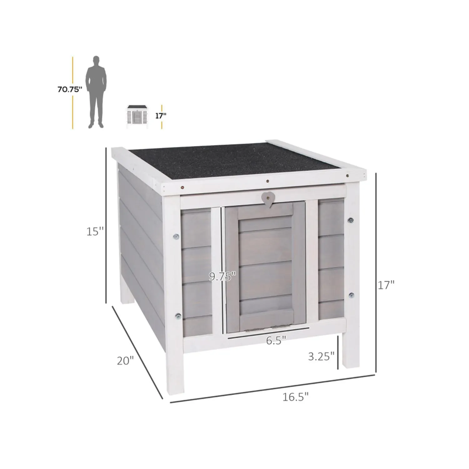 Casa elevada de madera para mascotas con techo impermeable y rampa 3