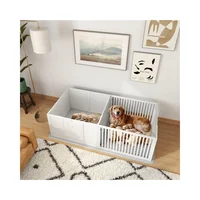 Jaula para Perros con Dos Habitaciones y Paneles Ajustables