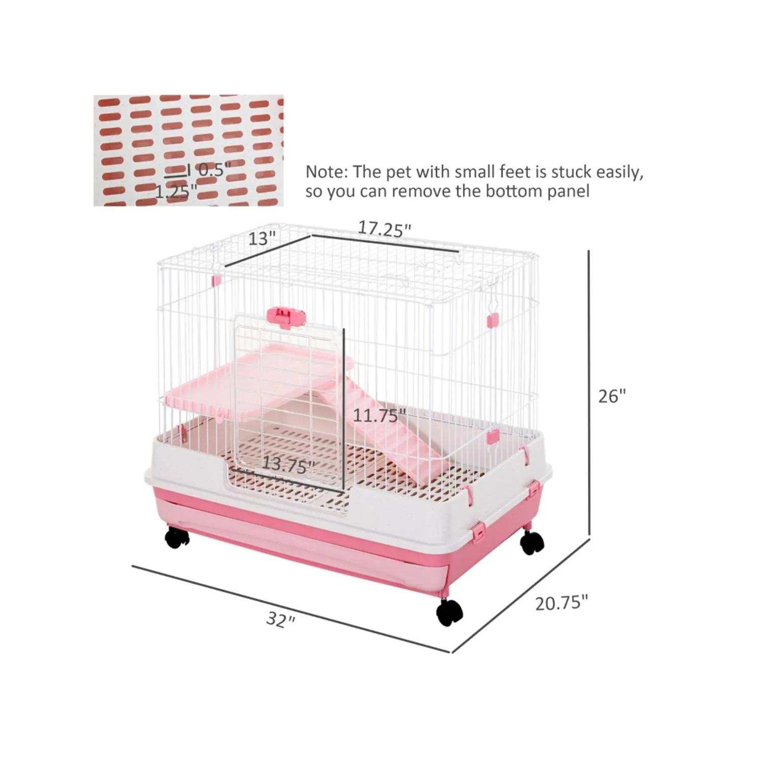 Jaula metálica para animales pequeños con plataformas y ruedas 4