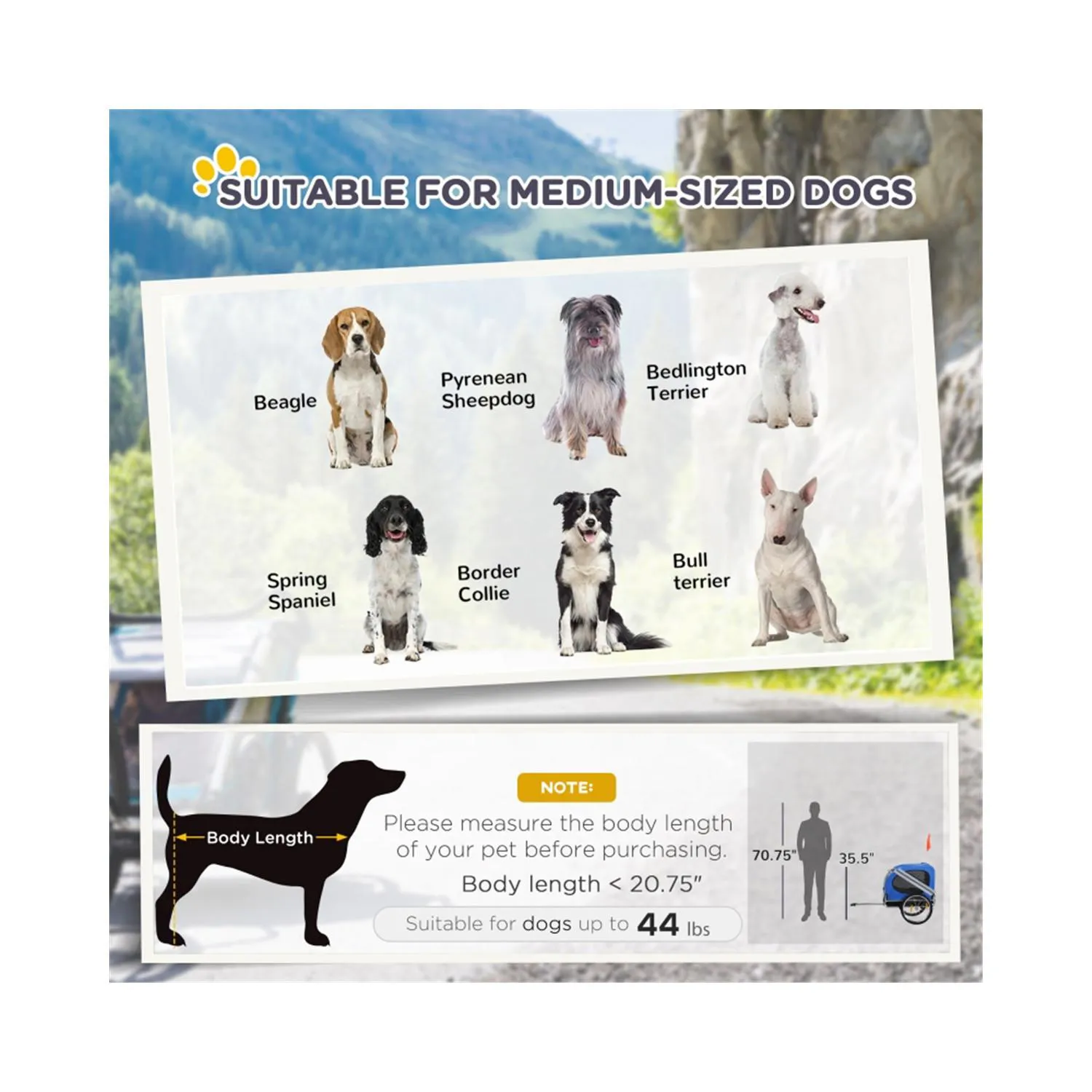 Coche para Perros Medianos con Ruedas Todo Terreno y Ventilación Total 3