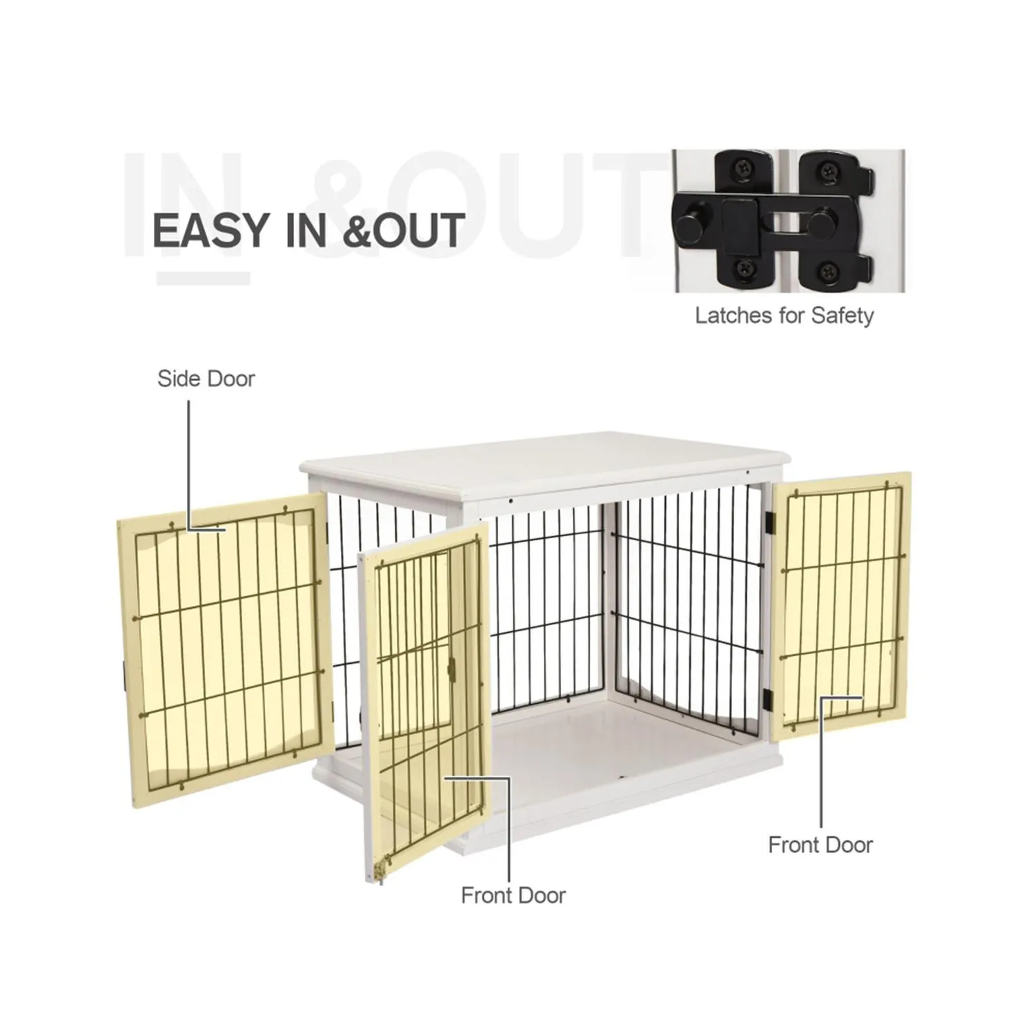 Jaula Decorativa para Perros con Diseño 2 en 1 y Puertas Francesas