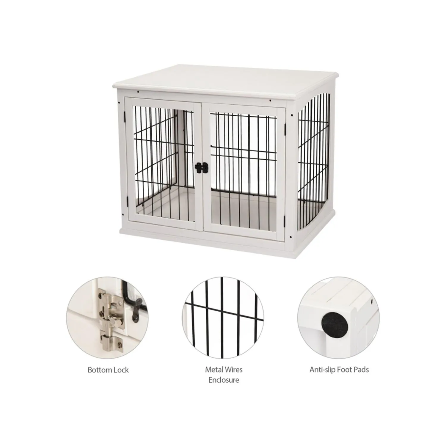Jaula Decorativa para Perros con Diseño 2 en 1 y Puertas Francesas 4