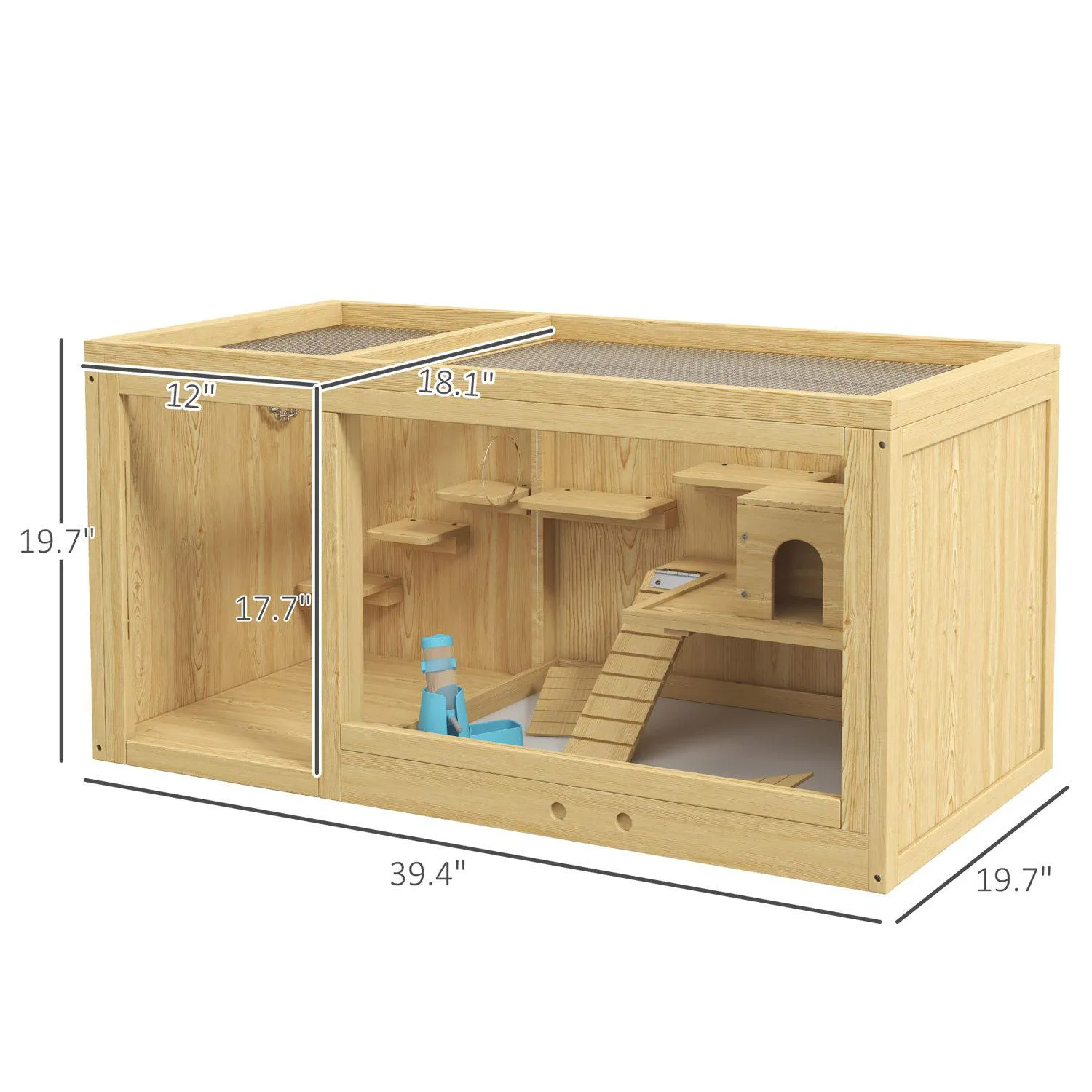 Jaula de Madera para Hámster con Niveles y Accesorios Integrados 4