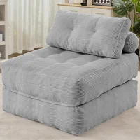 Sofá Cama Plegable Habutway de Pana Gris Claro